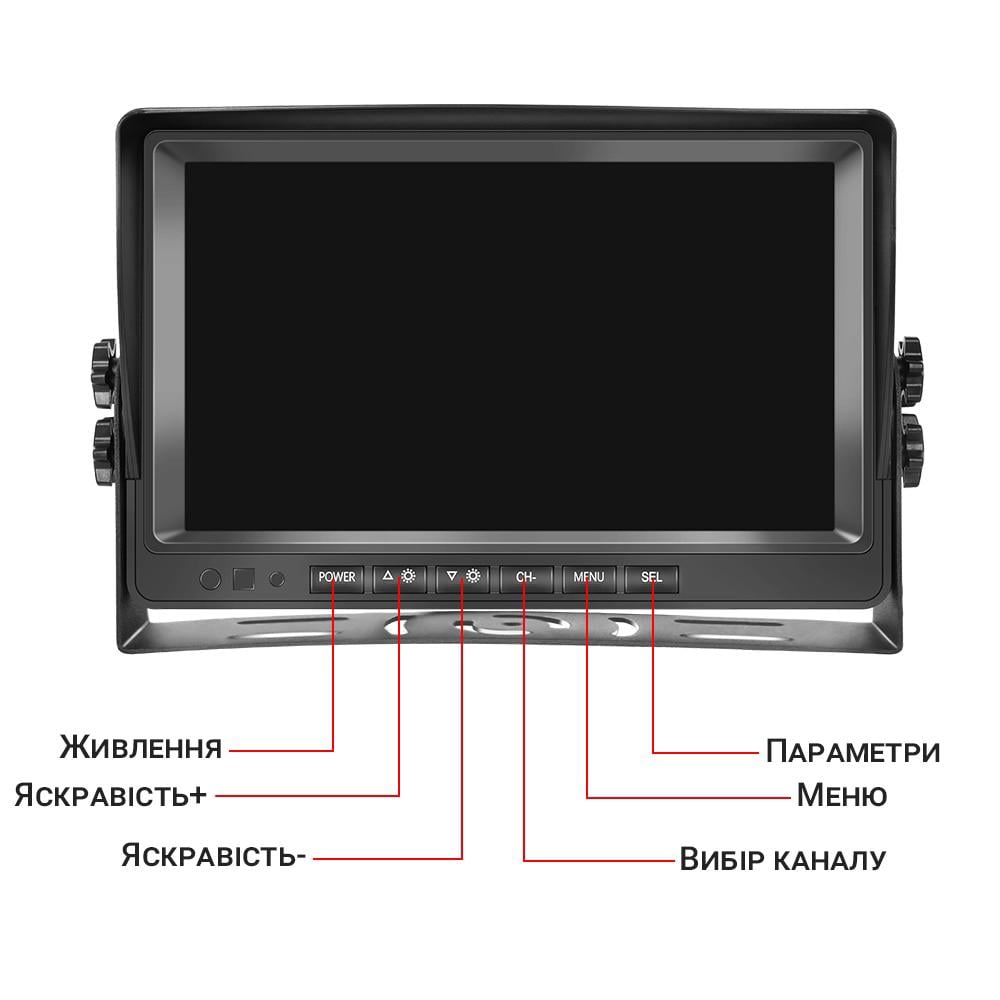 Система для вантажних автомобілів паркувальна Podofo A2805 з 2-ма камерами заднього виду та 9" монітором - фото 4