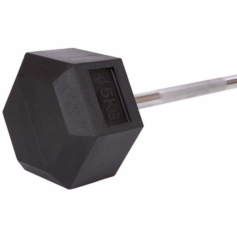 Штанга Zelart Record Rubber Hexagon Barbell фіксована пряма гумова TA-6230-45 довжина 95 см 45 кг (DR002600) - фото 3