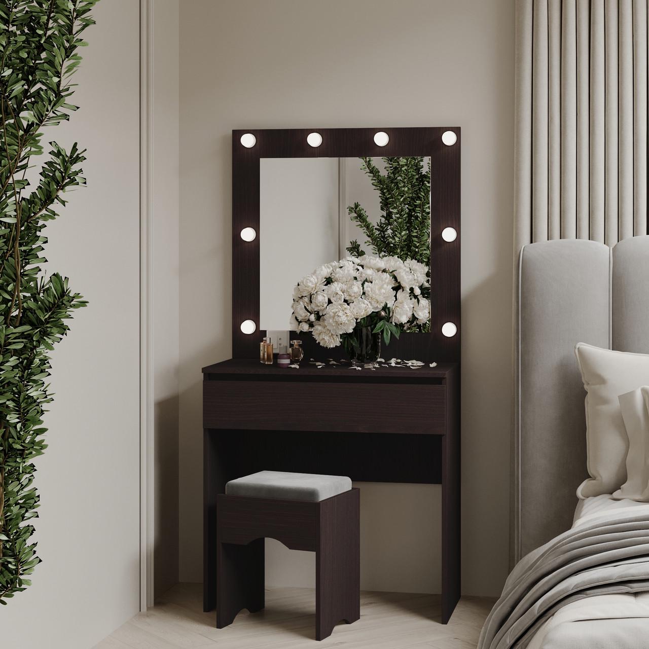 Туалетный столик New and Classic с квадратным зеркалом 1600х800х400 мм Венге магия (ТЗ-Лайт 1-7) - фото 2