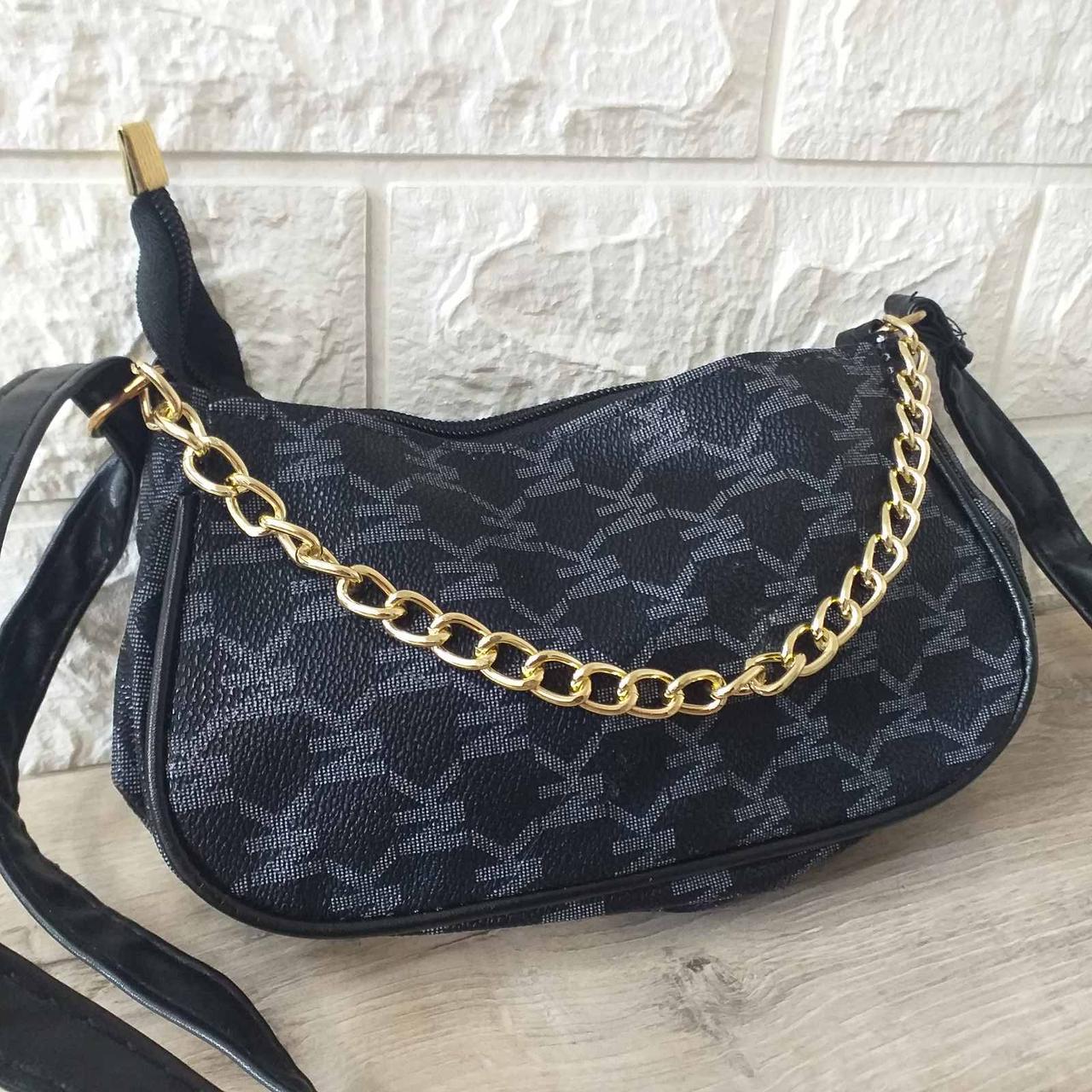 Жіноча сумка клатч з екошкіри з принтом NK Чорний (KG-7251)