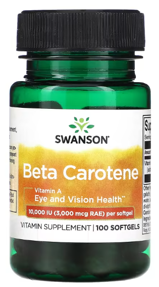Бета-каротин Витамин А Swanson Beta-Carotene 10 000 МЕ 100 софтгель