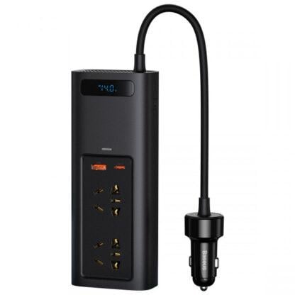 Інвертор автомобільний Baseus 150 W з 2-ма розетками 220 V + USB + Type-C (124058) - фото 7