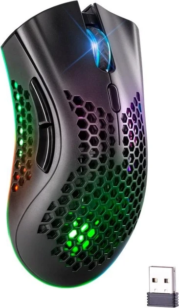 Миша бездротова ігрова RGB K-Snake 2.4G з підсвічуванням Чорний (BM600) Миша бездротова ігрова RGB K-Snake 2.4G з підсвічуванням Чорний (BM600)