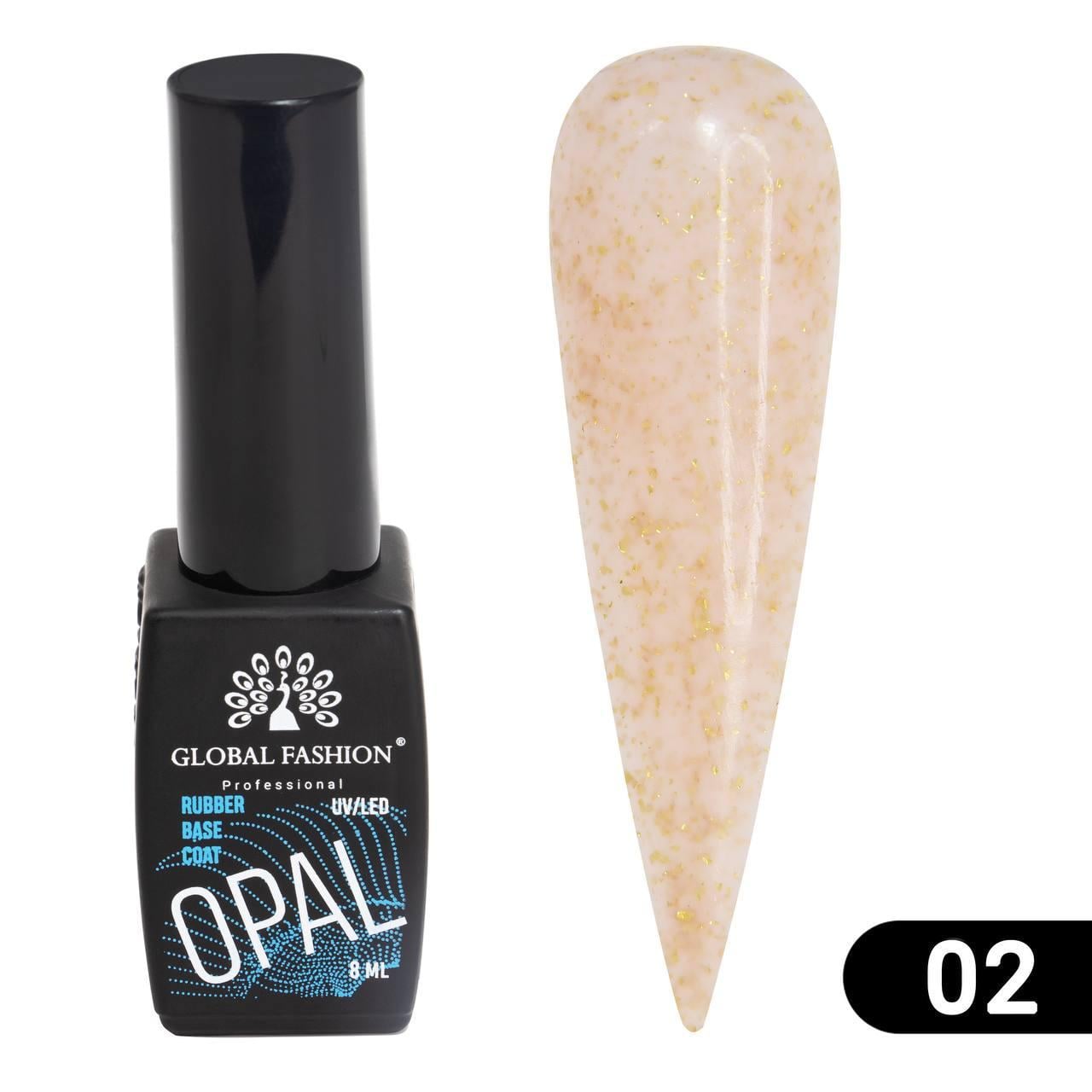 База для гель-лака каучуковая камуфлирующая Global Fashion Opal с талью № 02 8 мл