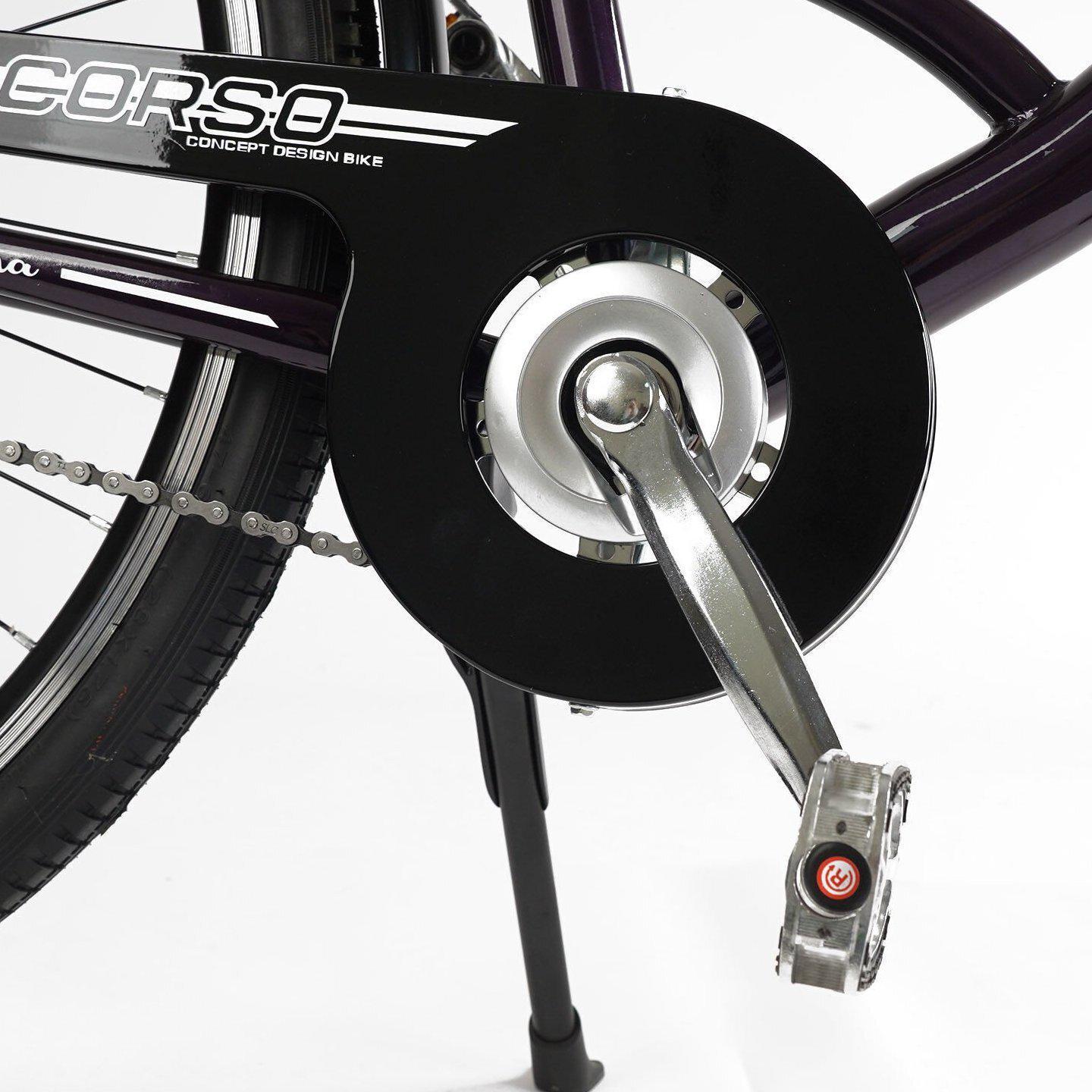 Велосипед городской Corso Fortuna с корзиной и багажником рама 20"/28" Фиолетовый - фото 4 Велосипед городской Corso Fortuna с корзиной и багажником рама 20"/28" Фиолетовый - фото 4