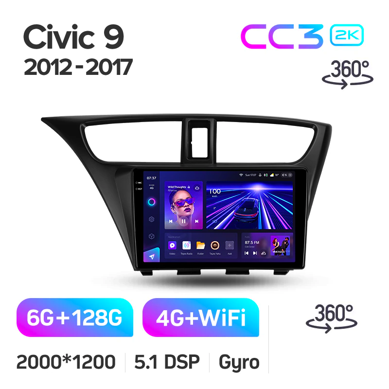 Автомагнитола штатная Teyes CC3 2К 360° для Honda Civic 9 FK FB 2012-2017 Android (1870873114) - фото 2