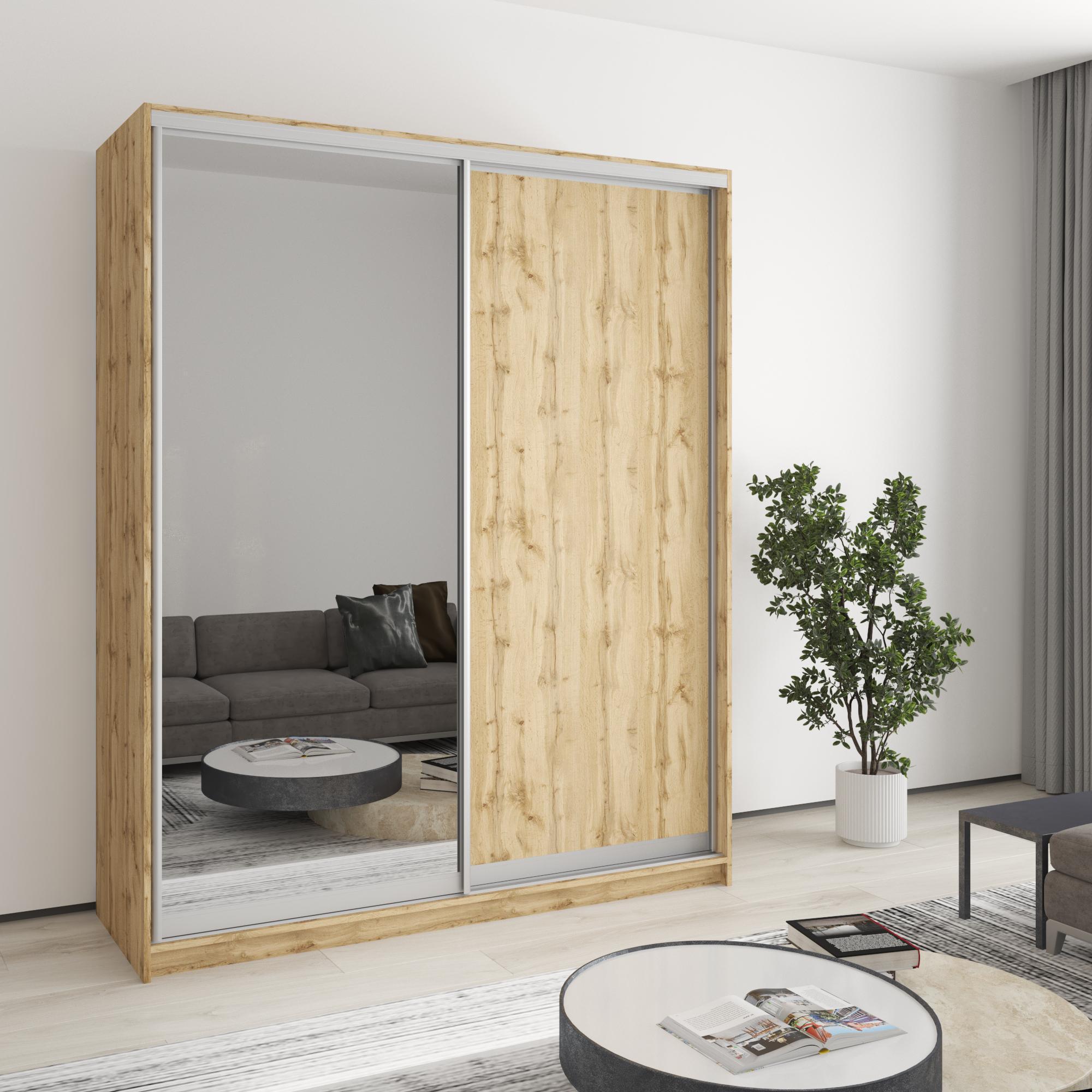 Шкаф-купе двухдверный MebelStar Комбо AL ДСП/зеркало 170x60x210 см Дуб тахо (MBS-3526)