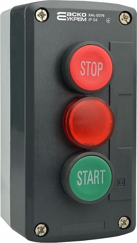 Пост кнопочный трехместный АСКО-УКРЕМ Пуск-Стоп-Сигнальная лампа XAL-D376 (A0140020070)