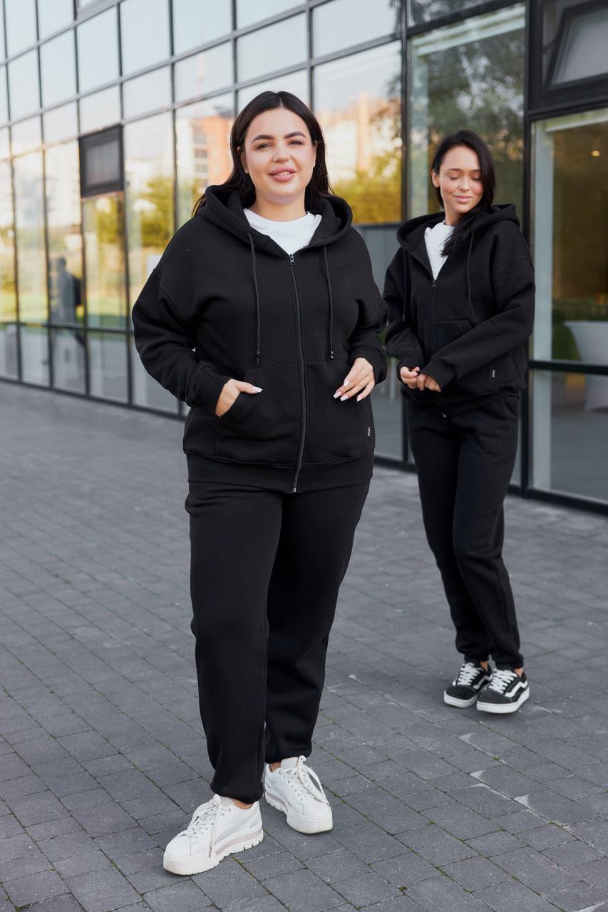 Прогулочный костюм женский с капюшоном XXL Черный (М137.4)