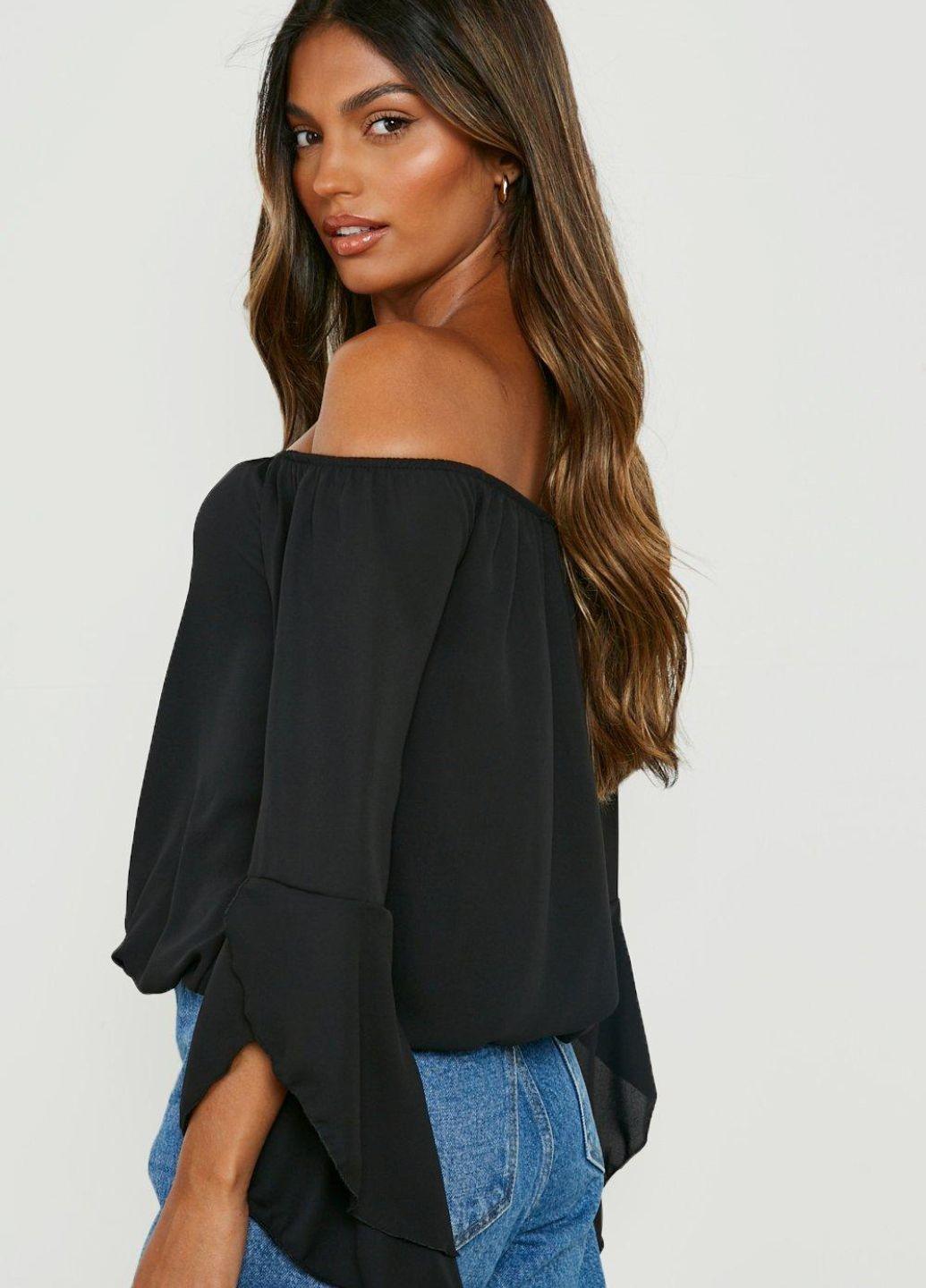 Блуза Boohoo с фигурными рукавами XL Черный (10410/48) - фото 3