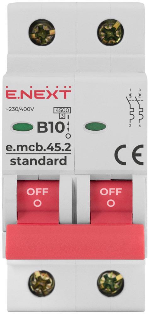 Автоматический выключатель E.NEXT e.mcb.stand.45.2.B10 2р 10А 4,5кА B (s001016) - фото 2