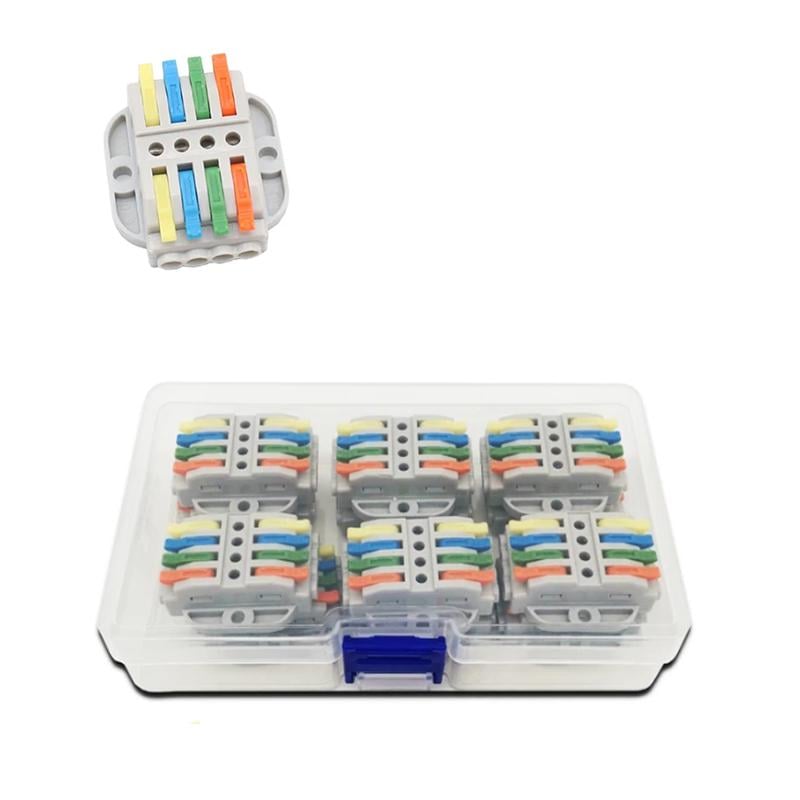 Набор клемм Tactix 0,08-4 мм2 32А 4х1-4х1 проходная одинарная 41,5х35,6х14,8 мм 12 шт. Разноцветный (KV223-4c-12box)