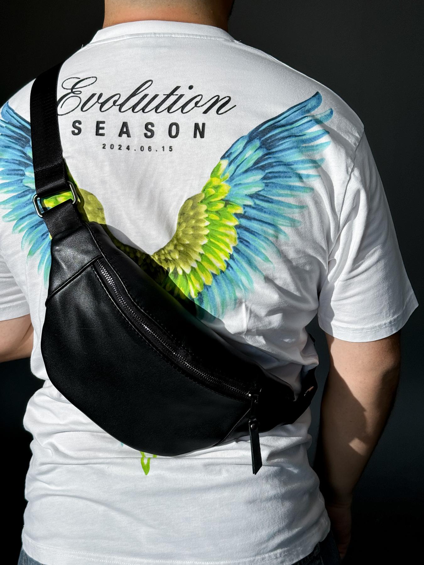 Поясная сумка-бананка SKILL Lodka из натуральной гладкой кожи Черный (SKL-021)