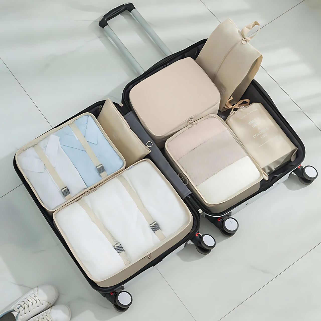 Набір дорожніх органайзерів для перевезення і зберігання речей 7в1 Бежевий (3222283784) - фото 5 Набір дорожніх органайзерів для перевезення і зберігання речей 7в1 Бежевий (3222283784) - фото 5