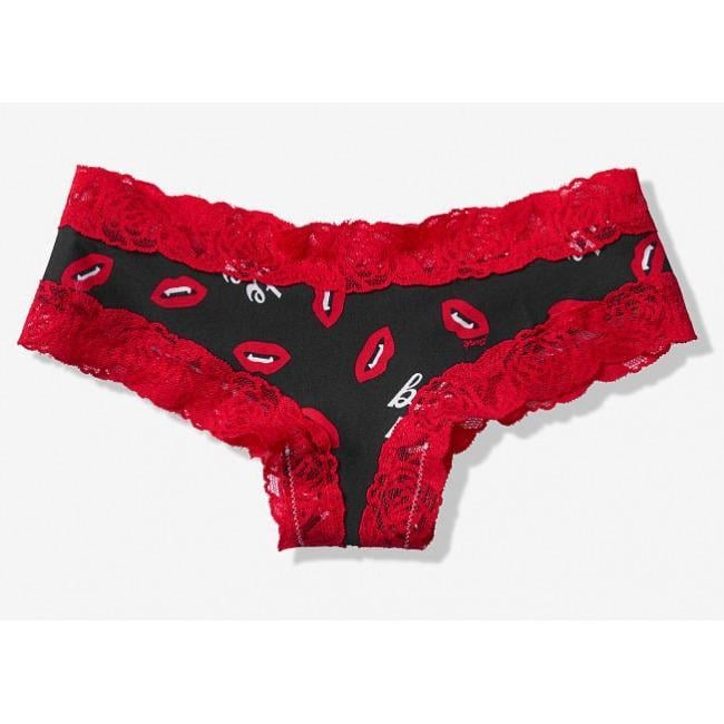 Трусики Victoria's Secret Pink with Red Lace S Черный (24602889)
