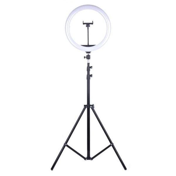 Кольцевая светодиодная LED лампа Mirror MJ26 26 см с штативом 2 м Черный (7306/L) - фото 2