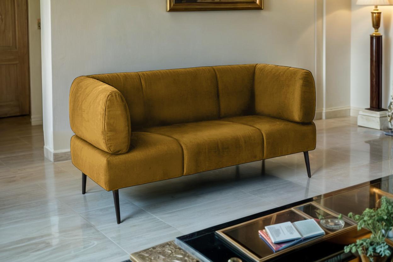 Диван з підлокітниками Tobi Sho Бенно-1 офісний з конусною ногою 1400х720х750 мм велюр Emilia 48 Gold - фото 2 Диван з підлокітниками Tobi Sho Бенно-1 офісний з конусною ногою 1400х720х750 мм велюр Emilia 48 Gold - фото 2