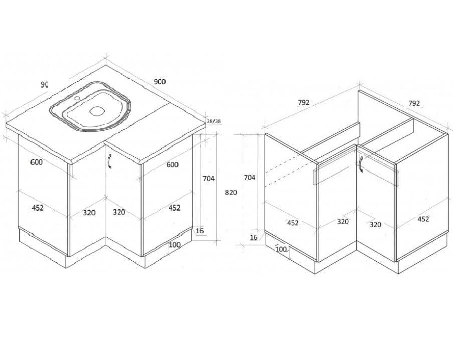 Тумба кутова кухонна №2 МАКСІ-МЕблі з врізним миттям квадрат декор зі стільницею 1-ї категорії складська програма Дуб трюфель (5103383) - фото 2 Тумба кутова кухонна №2 МАКСІ-МЕблі з врізним миттям квадрат декор зі стільницею 1-ї категорії складська програма Дуб трюфель (5103383) - фото 2