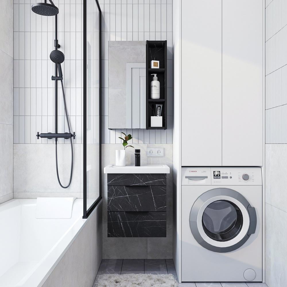 Тумба підвісна із раковиною MVK Vostok Lite 50 B1 500х400х530 мм Камінь П'єтра Гріджо Чорний (8086bl) - фото 8