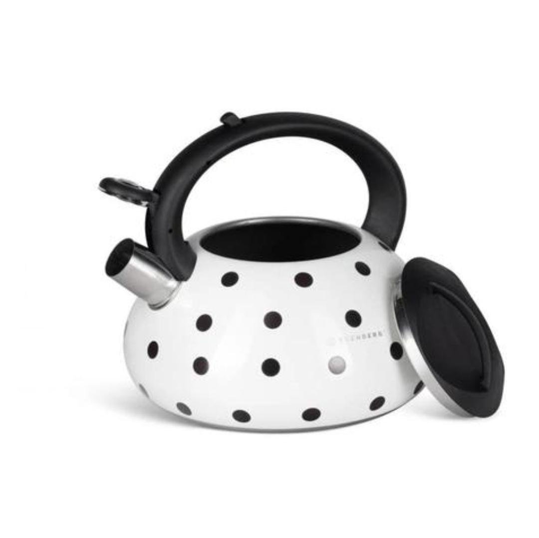Чайник зі свистком Edenberg Горох 3 л Чорно-білий (EB 8845)
