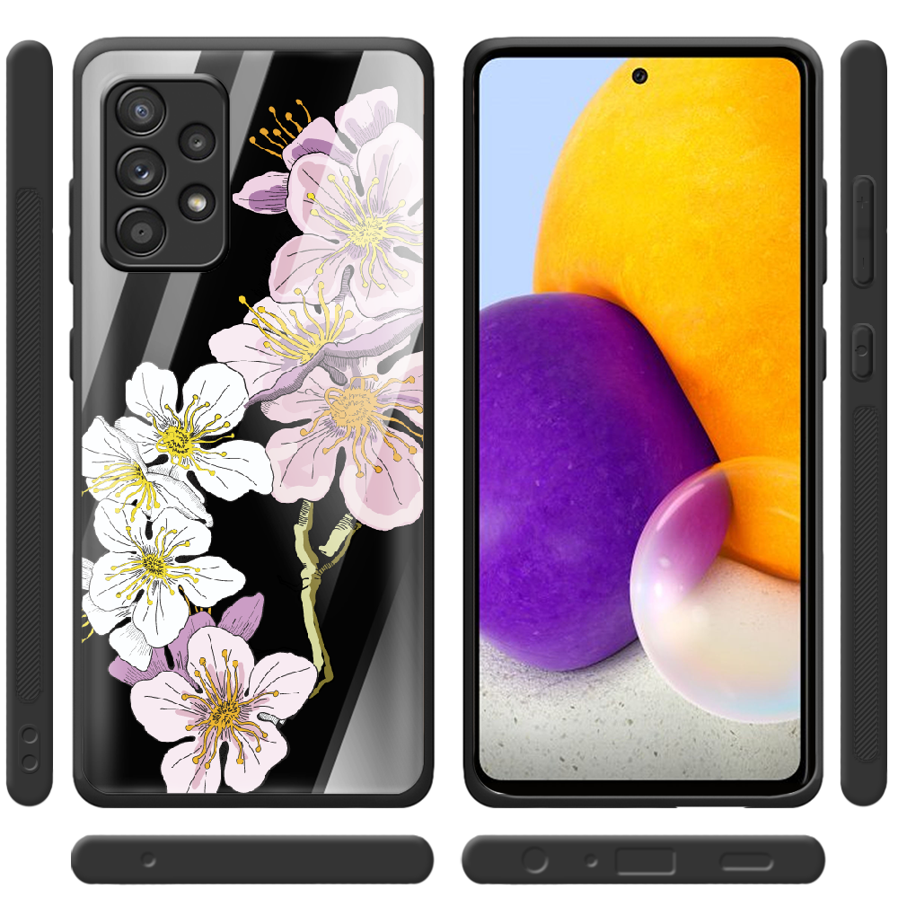 Чохол BoxFace Samsung A525 Galaxy A52 Cherry Blossom Чорний силікон з склом (42075-cc4-42232) - фото 2