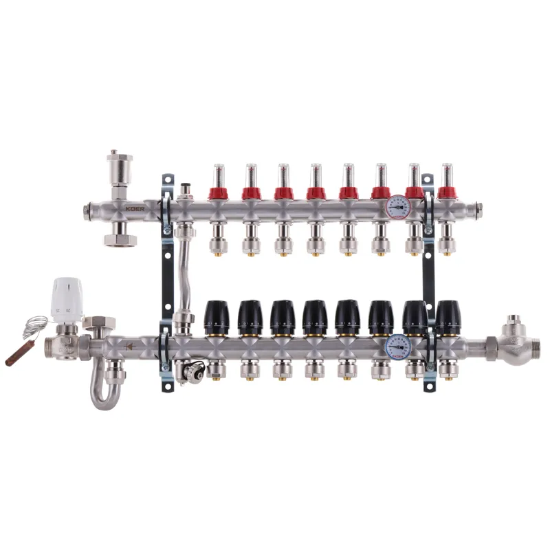 Коллектор со встроенным смесительным узлом KOER KR.S1011-8 1"х8 SUS304 и евроконус 3/4-16 (KR2931)