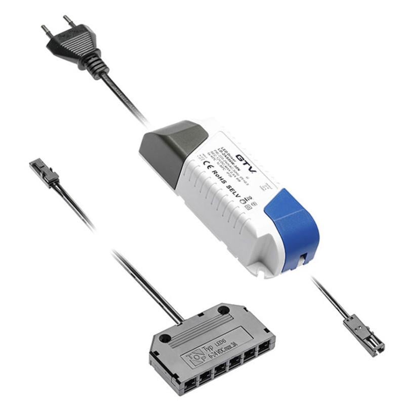 Набор питания GTV PRO с кабелями без выключателя и дистрибьютором 6x mini amp 33W (27774138)