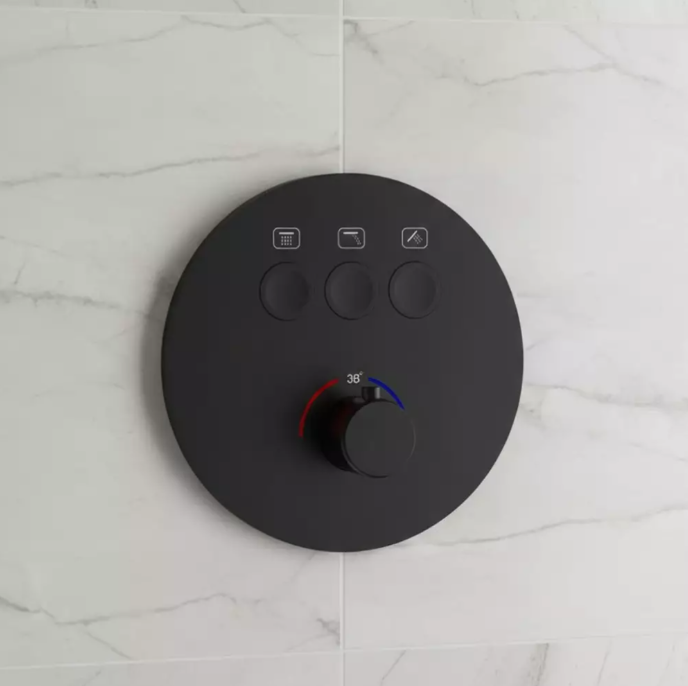 Змішувач прихованого монтажу для ванни/душу Devit Flow D114134010011BM на 3 споживачі з термостатом Чорний матовий (598322)