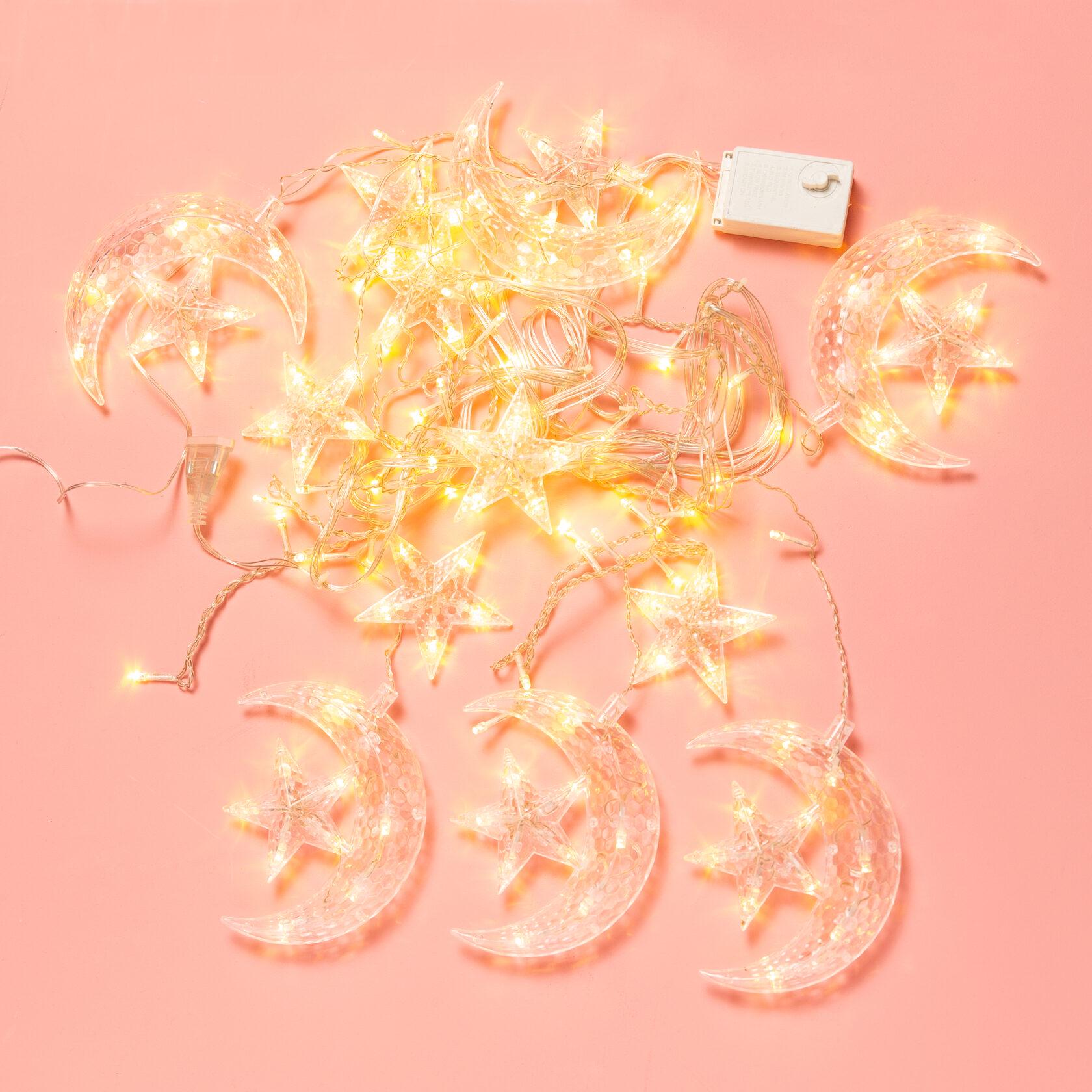 Светодиодная гирлянда-шторы звезды и луна Теплый свет - фото 2 Светодиодная гирлянда-шторы звезды и луна Теплый свет - фото 2