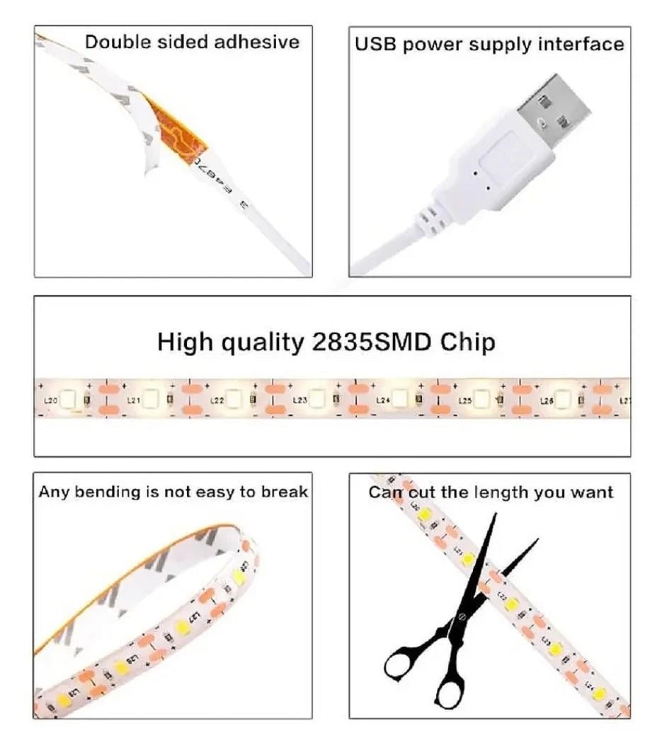 Светодиодная лента USB 5 м 2835-300LED USB 5В с димером Белый теплый (No1261430) - фото 6 Светодиодная лента USB 5 м 2835-300LED USB 5В с димером Белый теплый (No1261430) - фото 6