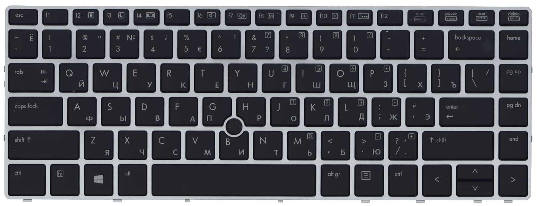 Клавиатура для ноутбука HP EliteBook Folio 9480M с подсветкой Light Point Stick Silver Frame Black