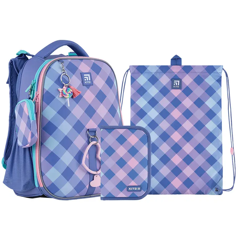 Рюкзак Kite SET_K24-531M-2 Purple Chequer з пеналом і сумкою для взуття (000994228)