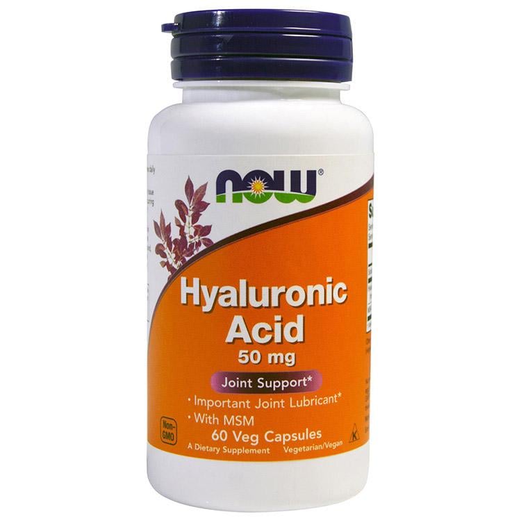 Гіалуронова кислота NOW Hyaluronic Acid 50 мг з MSM 60 вег. капс.