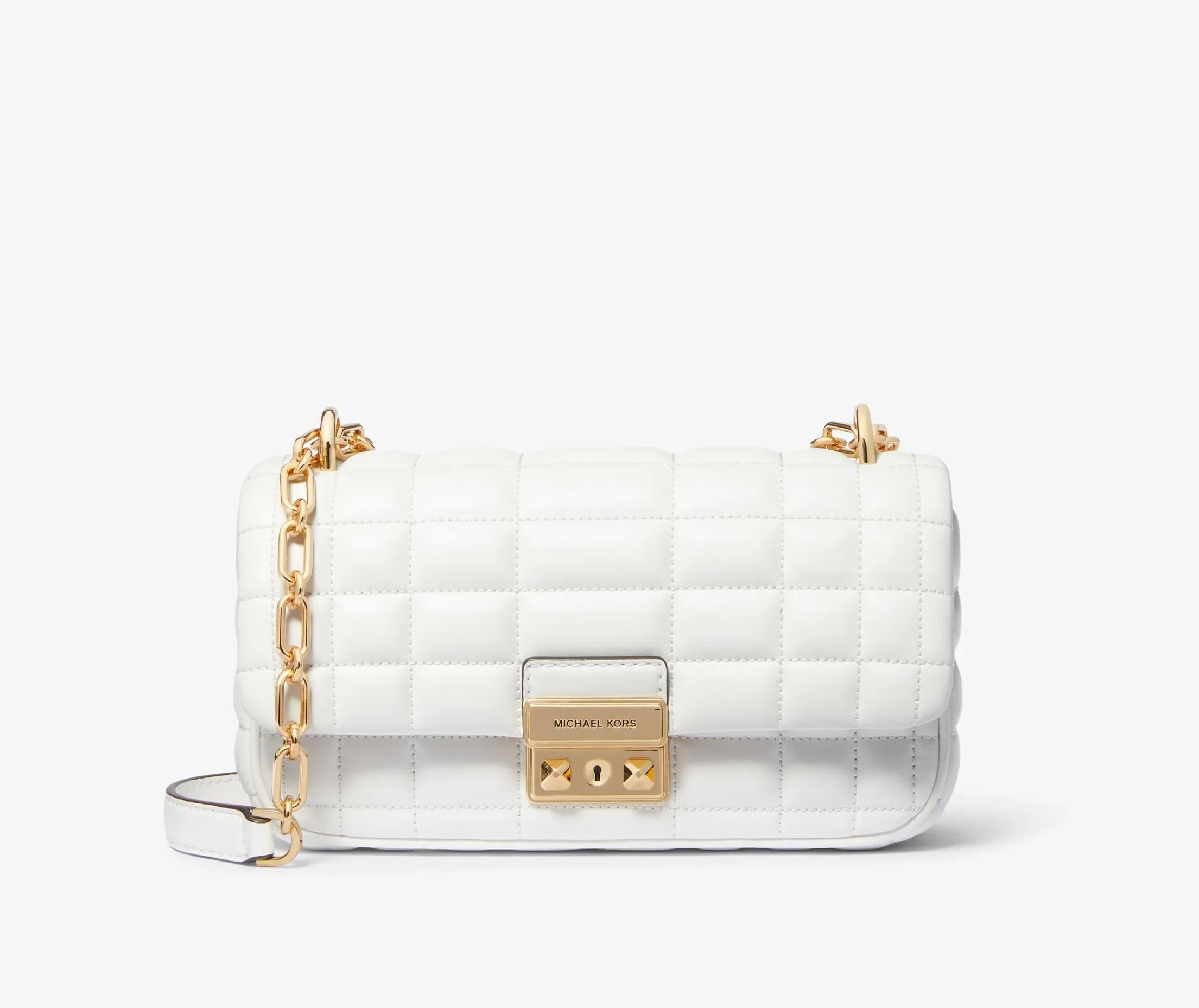 Сумка женская Michael Kors Tribeca Small Quilted Leather Shoulder Bag White/Gold Сумка женская Michael Kors Tribeca Small Quilted Leather Shoulder Bag White/Gold