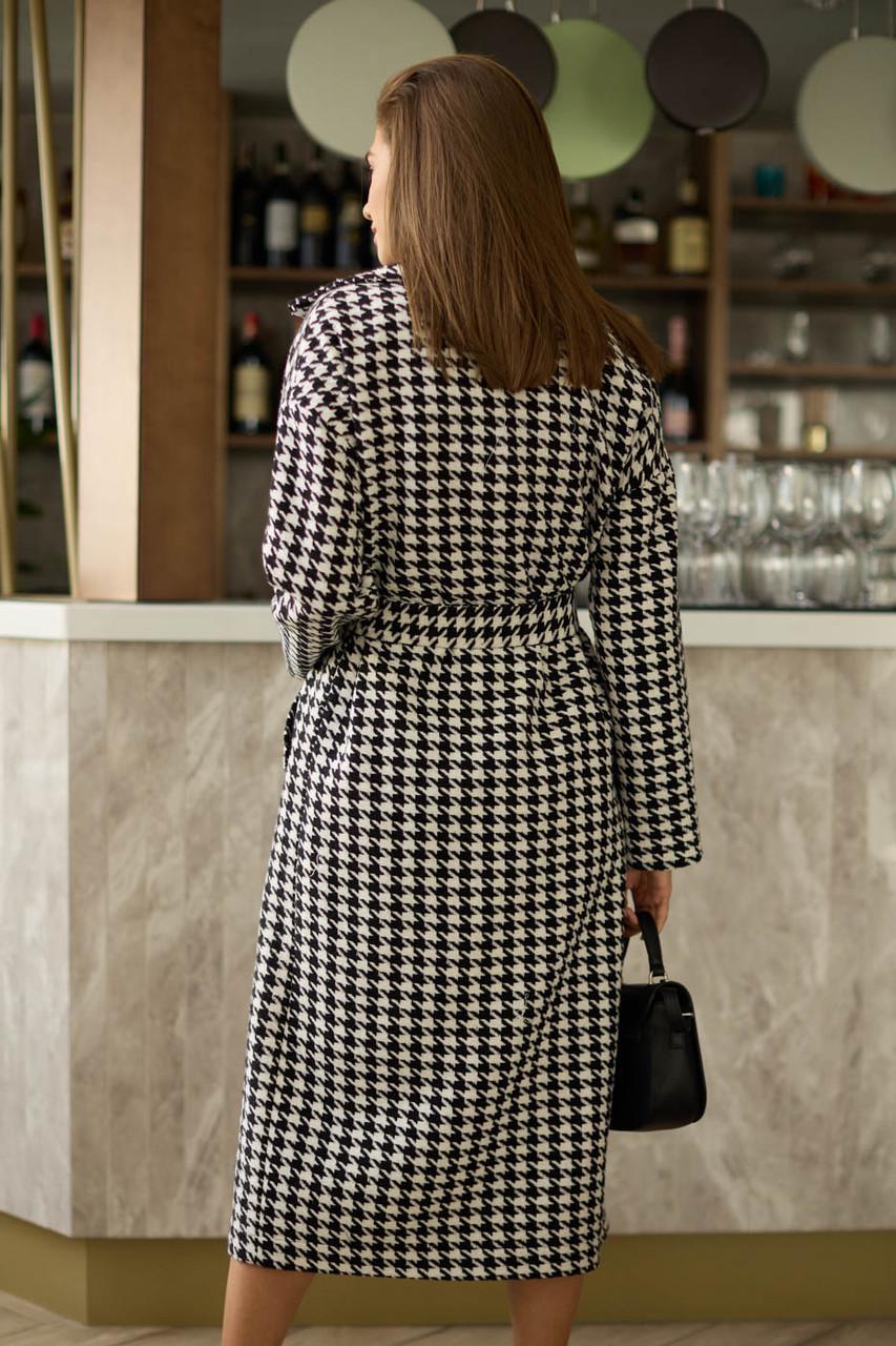 Пальто жіноче Seventeen в гусячу лапку S-M Чорний з білим (1822980363) - фото 2