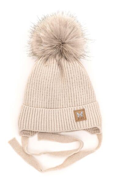 Шапка детская для девочек Бабочка D821 хлопок 42-46 см Бежевый