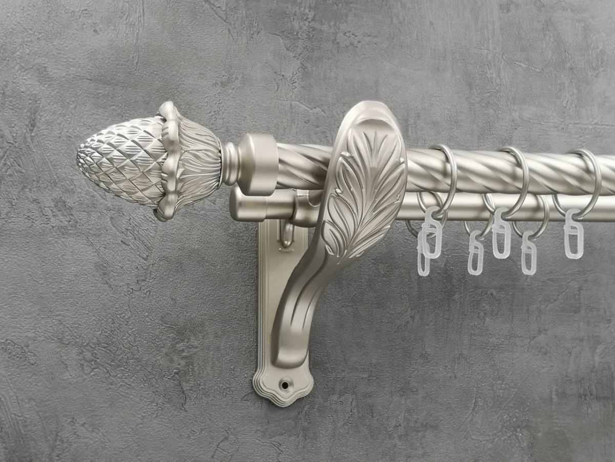 Карниз Quadrum Шишка витая штанга двойной ретро 25/19 мм 240 см Сатин (272282741)