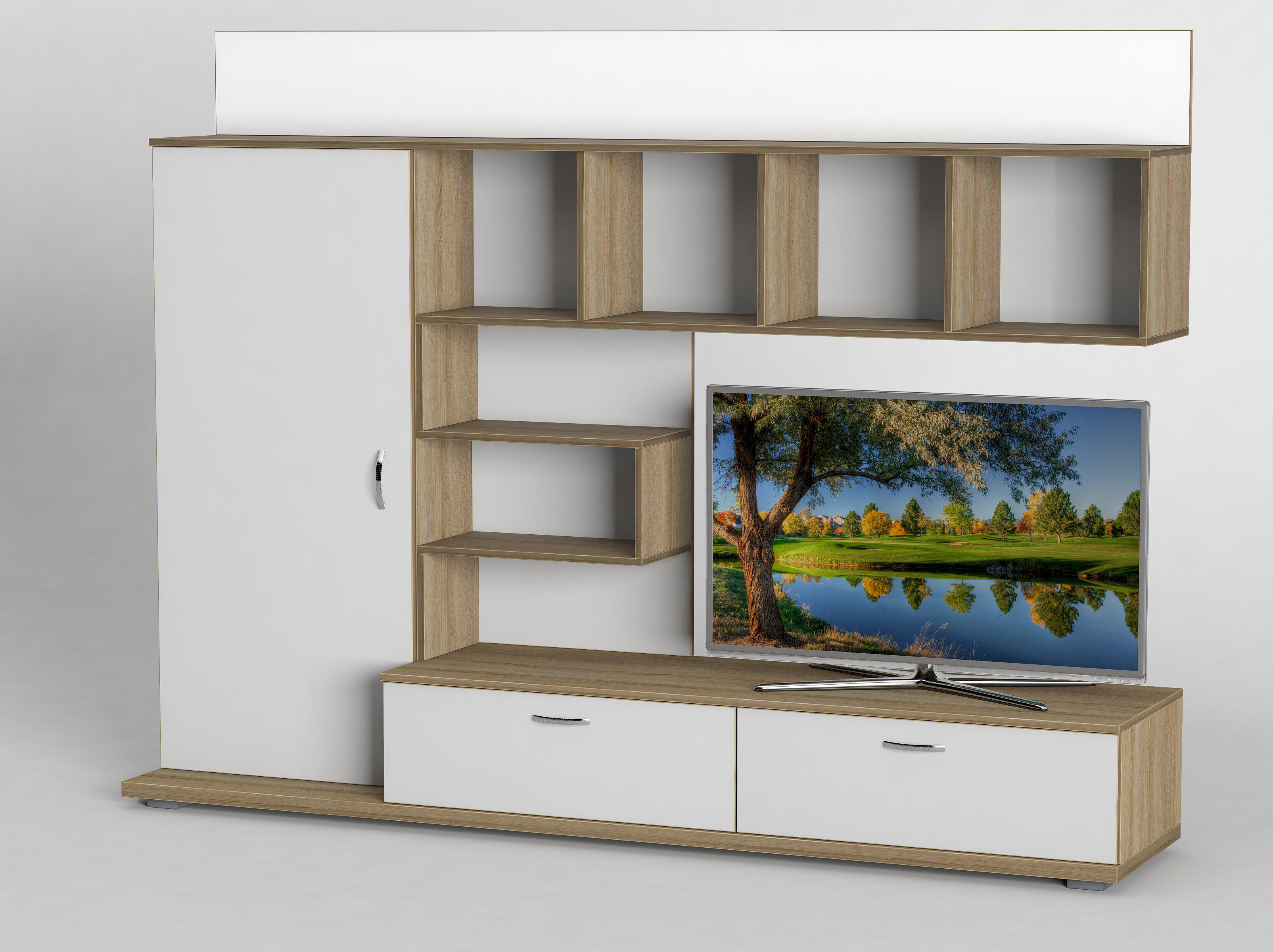 Вітальня Тіса-меблі Вітальня-226 213х162х45 см Дуб сонома/Білий