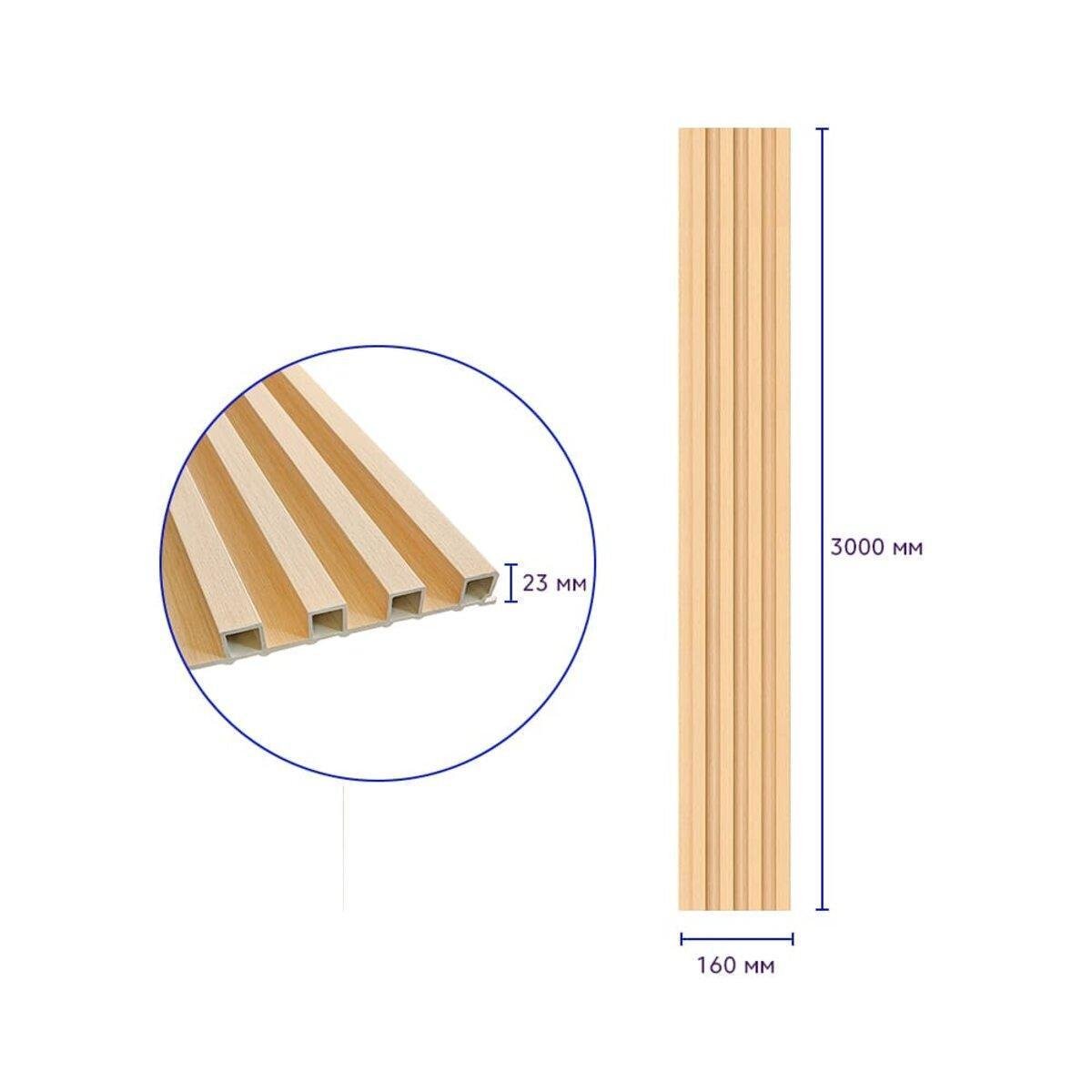 Рельс декоративный WPC для стен 3000х160х23 мм Светлое дерево (SW-00002572) - фото 3 Рельс декоративный WPC для стен 3000х160х23 мм Светлое дерево (SW-00002572) - фото 3