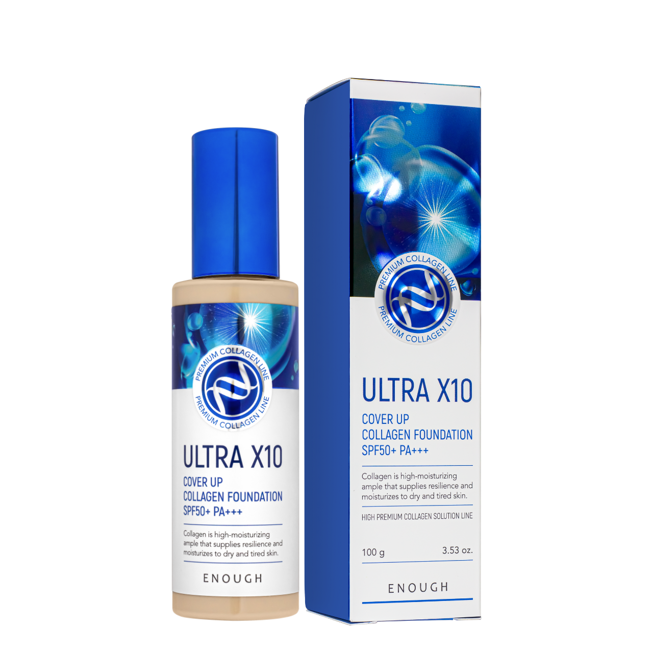 Тональная основа для лица Enough Ultra X10 Cover Up Collagen 100 мл №13 Светло-бежевый Тональная основа для лица Enough Ultra X10 Cover Up Collagen 100 мл №13 Светло-бежевый