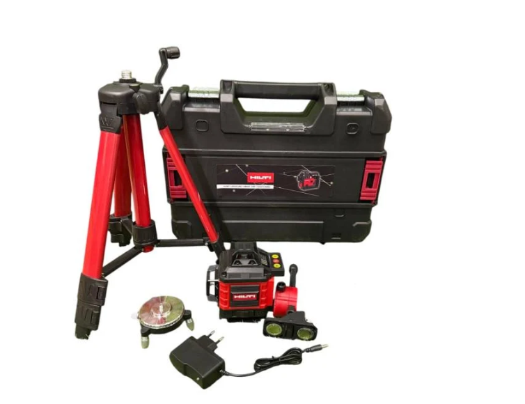 Нівелір лазерний рівень 4D 16 ліній зелений промінь 40 м зі штативом та триногою у кейсі (455)