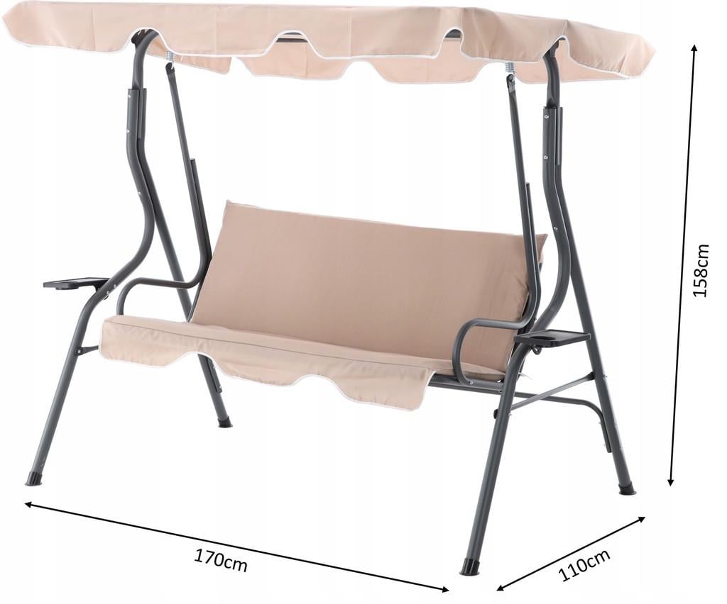 Гойдалка садова GardenLine VIP 170x110x153 см Антраци́товий (KRE3088) - фото 3 Гойдалка садова GardenLine VIP 170x110x153 см Антраци́товий (KRE3088) - фото 3