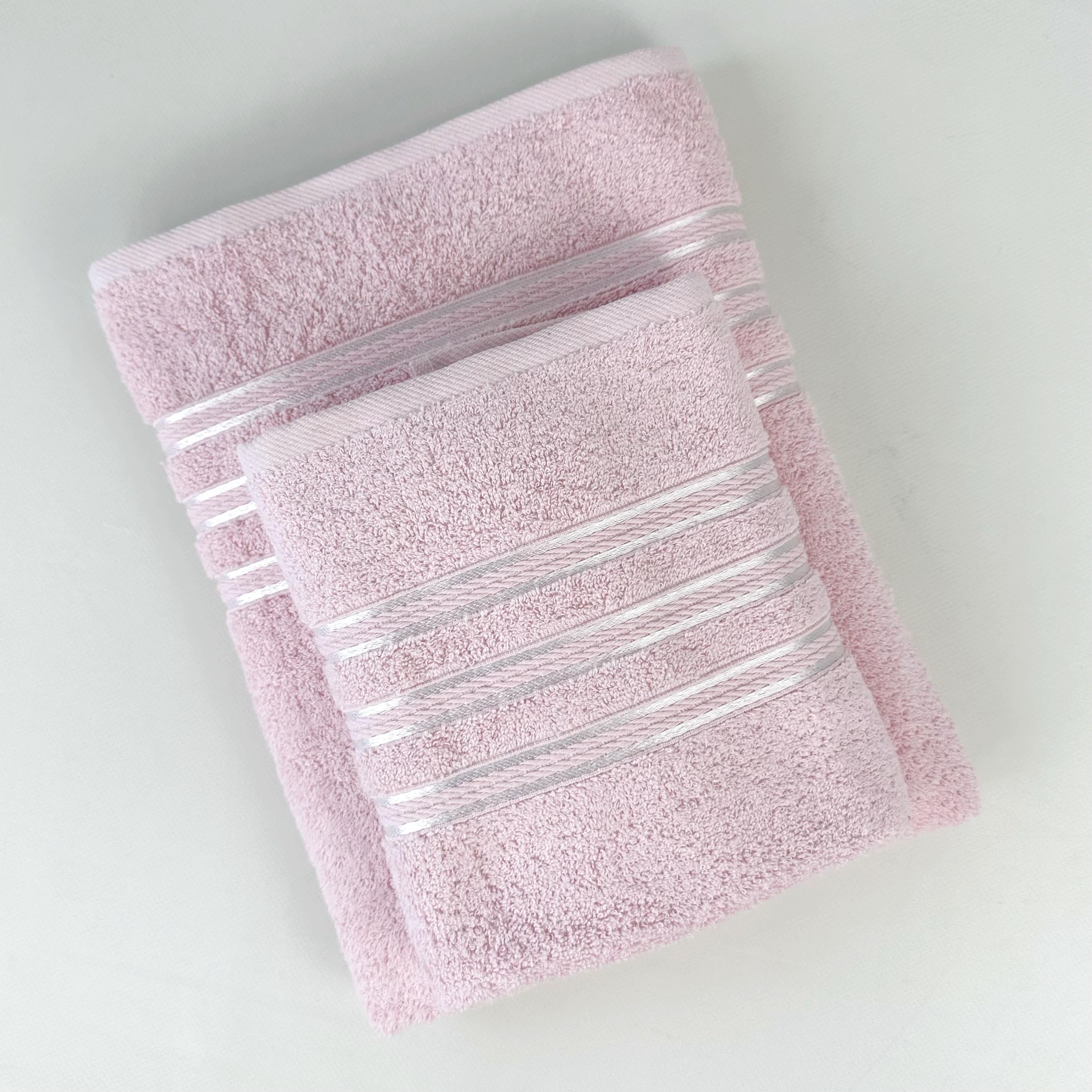 Набір махрових рушників Family Tradition Срібна тасьма 140х70 см 90х50 см Світло-рожевий (50161)