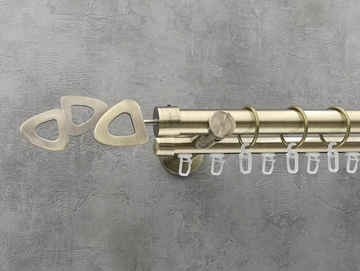 Карниз Quadrum Лилет гладкая/импрессионная штанга двойной универсальный 25/19 мм 160 см Антик (262046626)