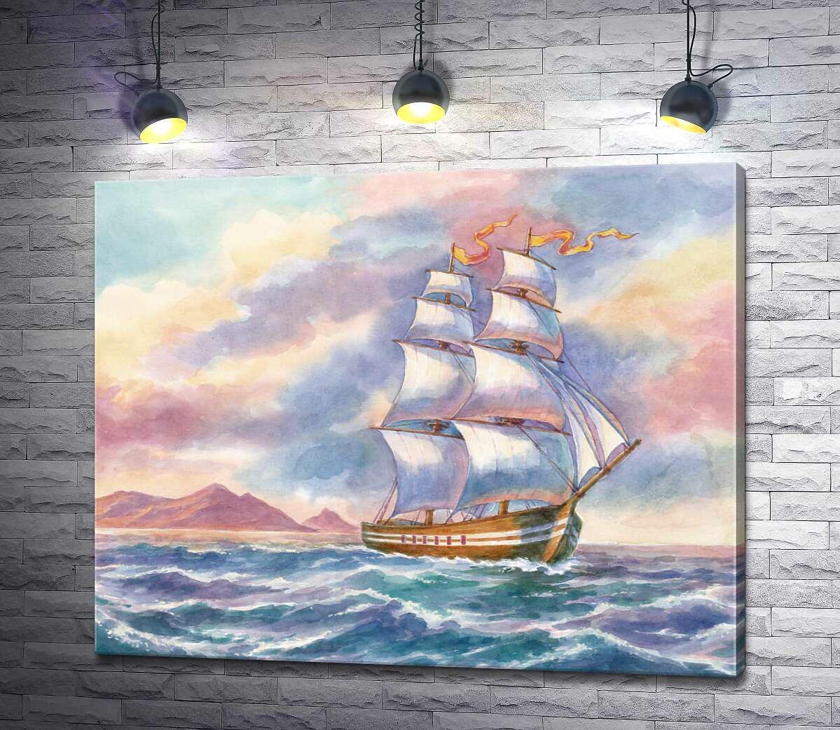 Картина ArtPoster Белые паруса корабля ведут его в открытое море 100x81 см Модуль №1 (002439) Картина ArtPoster Белые паруса корабля ведут его в открытое море 100x81 см Модуль №1 (002439)