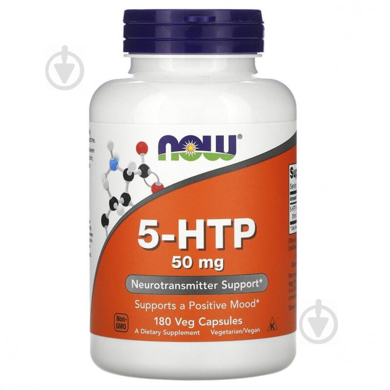 5-HTP (Гідрокситриптофан), 50 мг, Now Foods, 180 вегетаріанських капсул
