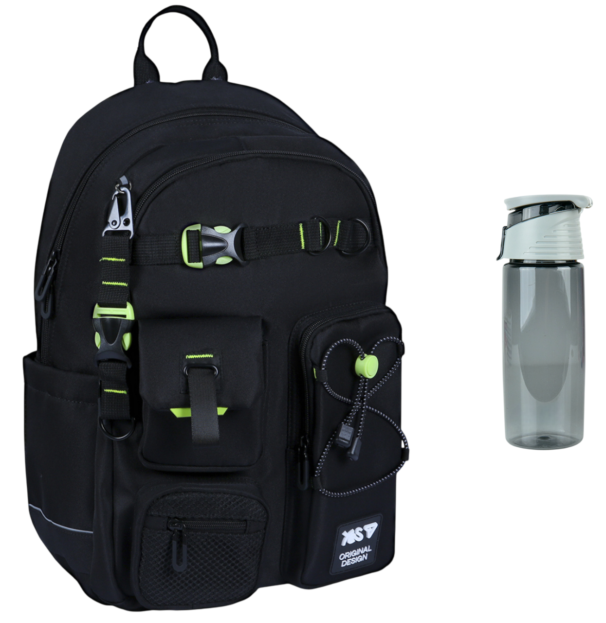 Рюкзак школьный YES TS-43L Just Black 550480 и бутылка для воды 550 мл (3028000050)