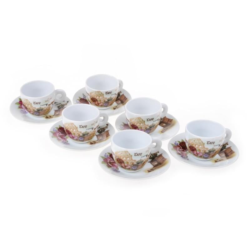 Набір кавових чашок з блюдцями Lora NP89 6х6 90 мл Набір кавових чашок з блюдцями Lora NP89 6х6 90 мл