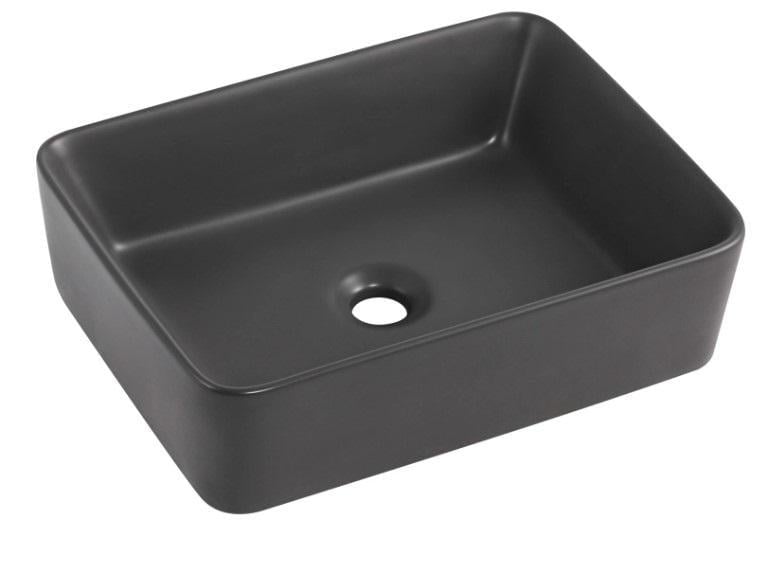 Раковина накладная прямоугольная Qtap Tern с донным клапаном Anthracite (QT17116069AN)