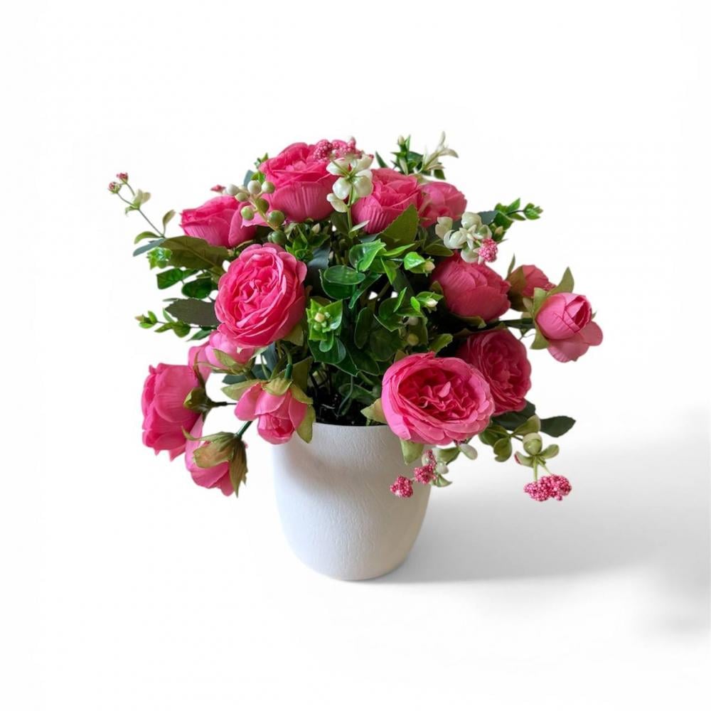 Букет пионов в кашпо ПЛАСТМАКС Малиновый (R1402)